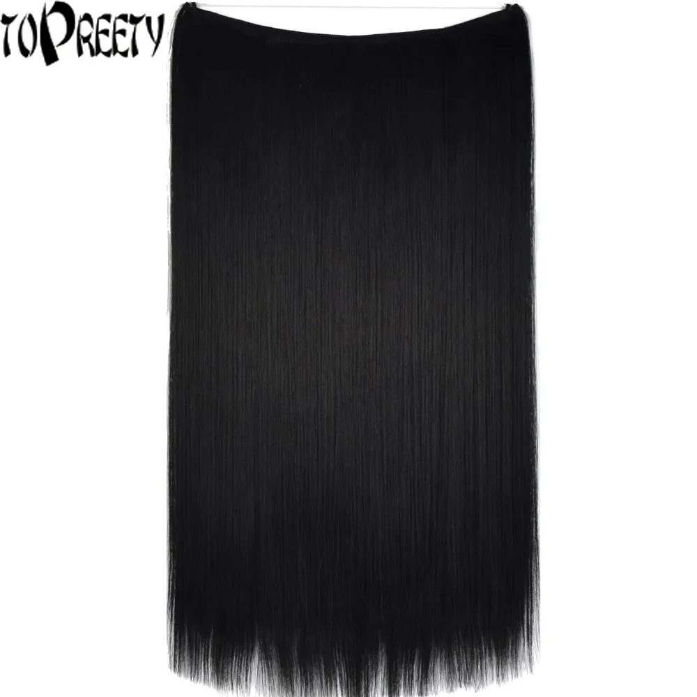 TOPREETY Heat Resistant B5 Synthetic Hair 50g Straight Elasticity Invisible Wire Halo Hair Extensions