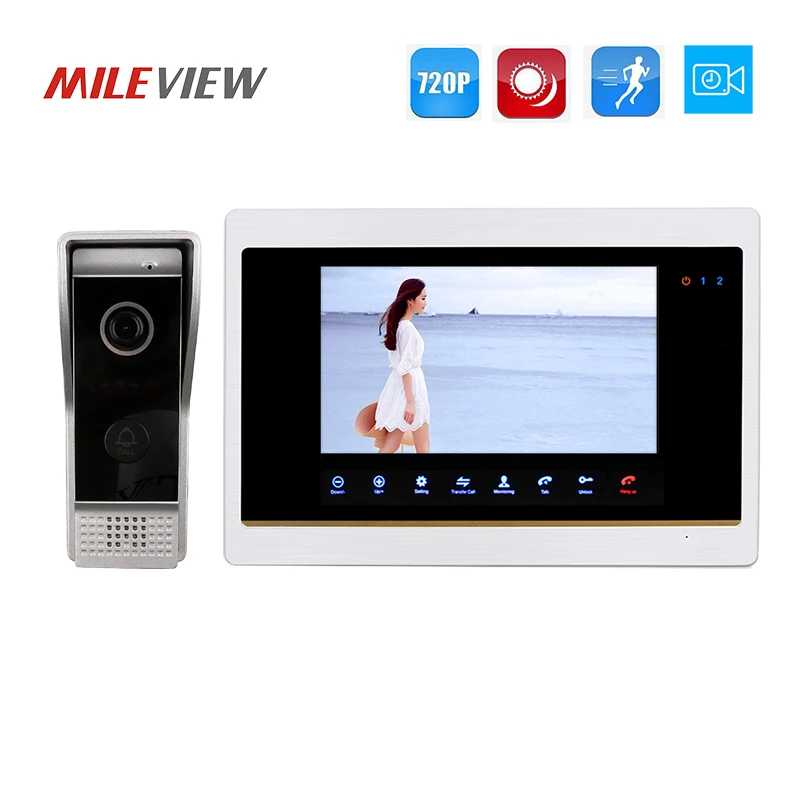 

Free Shipping 1.0MP 720P AHD HD Motion Detection 7" Video Intercom Door Phone Unlock System Record Monitor + IR Doorbell Camera