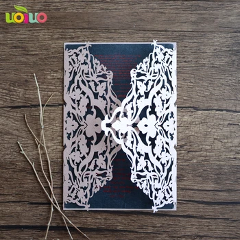 

free shipping 20pcs wedding supplies laser cut invitation card popular flower crown design fold invitation model card