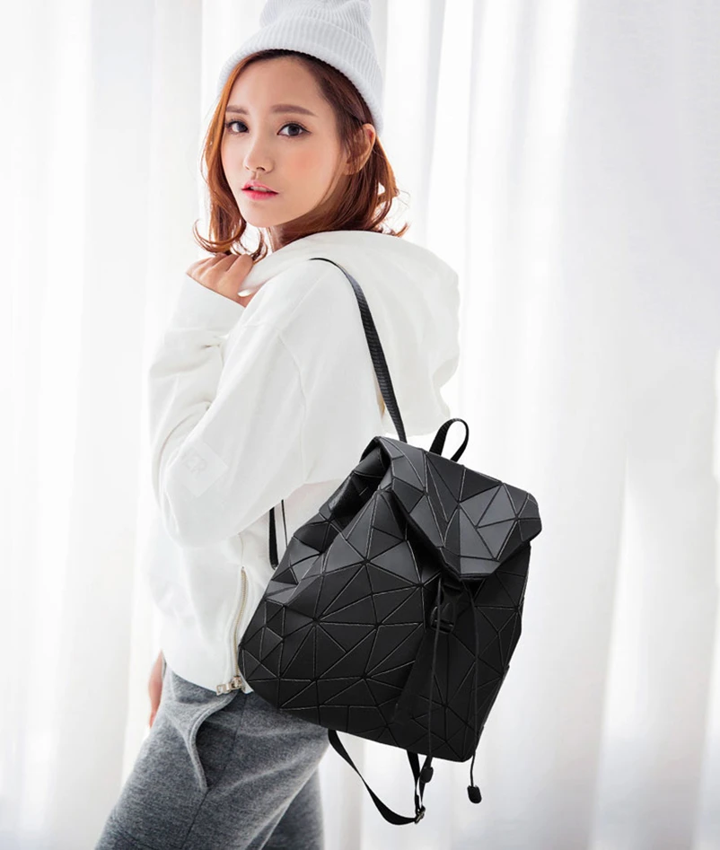 Nevenka Diamond Lattice Backpack Women Backpack Leather Creative Geometric Backpacks Drawstring Backpacks for Teenager Girl 201820