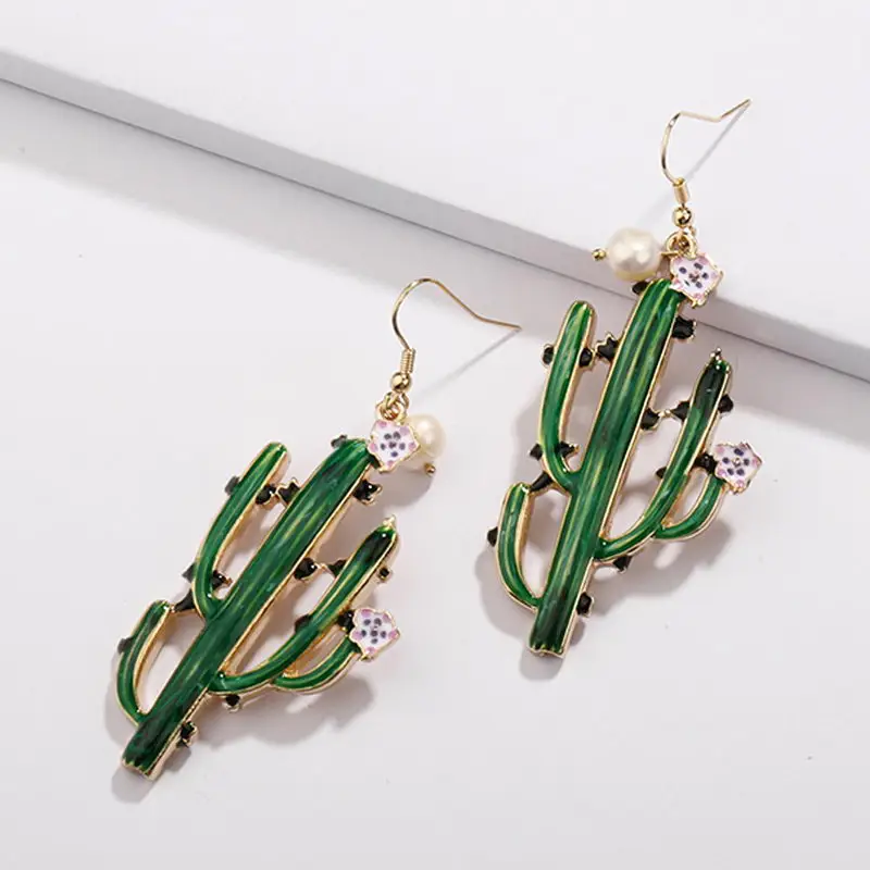 

Fashion Mexico Jewelry Enamel Cactaceae Drop Earrings for Women