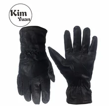 KIM YUAN 024 Goat Skin Motorcycle/Outdoor and Garden Winter Warm Windproof Black Protective Gloves Men & Women Free Shipping