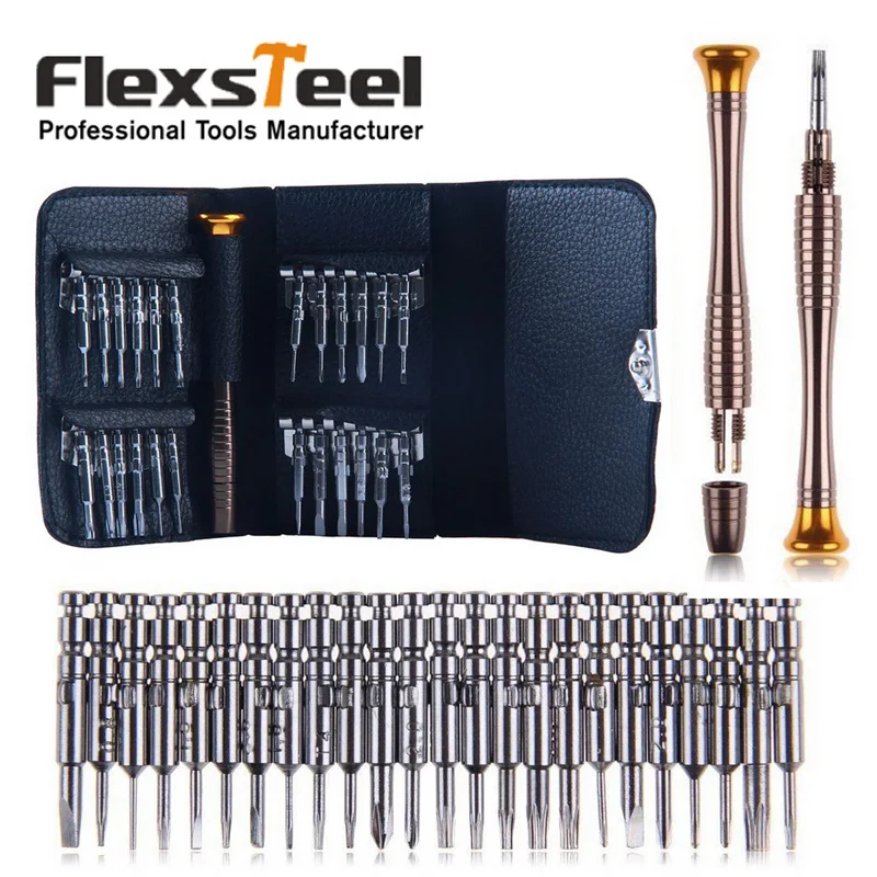 

Flexsteel 25 in 1 Precision Screwdriver Set Slotted Philips Torx Screwdriver Repair Tools Kit for iPhone Watch Laptop Opening