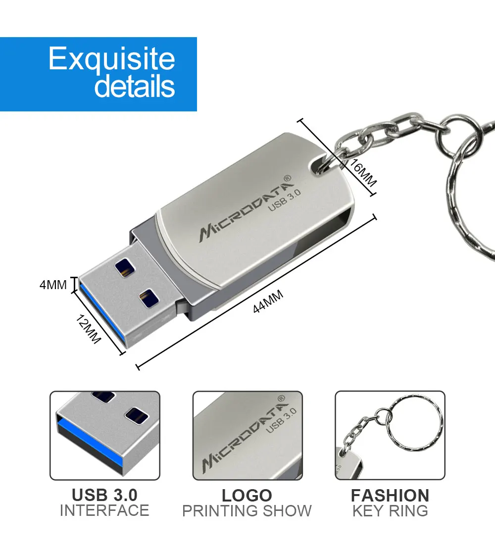 Высокоскоростной USB 3,0 Металлический флеш-накопитель 16 ГБ 32 ГБ 64 ГБ 128 ГБ флеш-накопитель вращающийся usb флеш-накопитель флешки с цепочкой для ключей