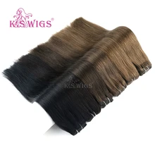 K.S WIGS Full Head Straight Remy Clip In Human Hair Extensions Double Drawn Natural Human Hair 7 pcs/set 16 Clips 20” 130g