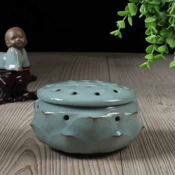 

Longquan Celadon Ceramic Porcelain Incense stove Lotus shape Burner Holder Furnace Buddha Censer Incense Sticks incense coils