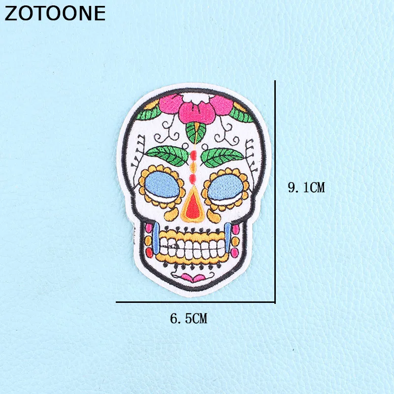 ZOTOONE шт. 1 шт. вышивка сахарный череп патч утюг на нашивки для Одежда Наклейки на одежду украшения аппликация панк Рок Группа C - Цвет: 1161