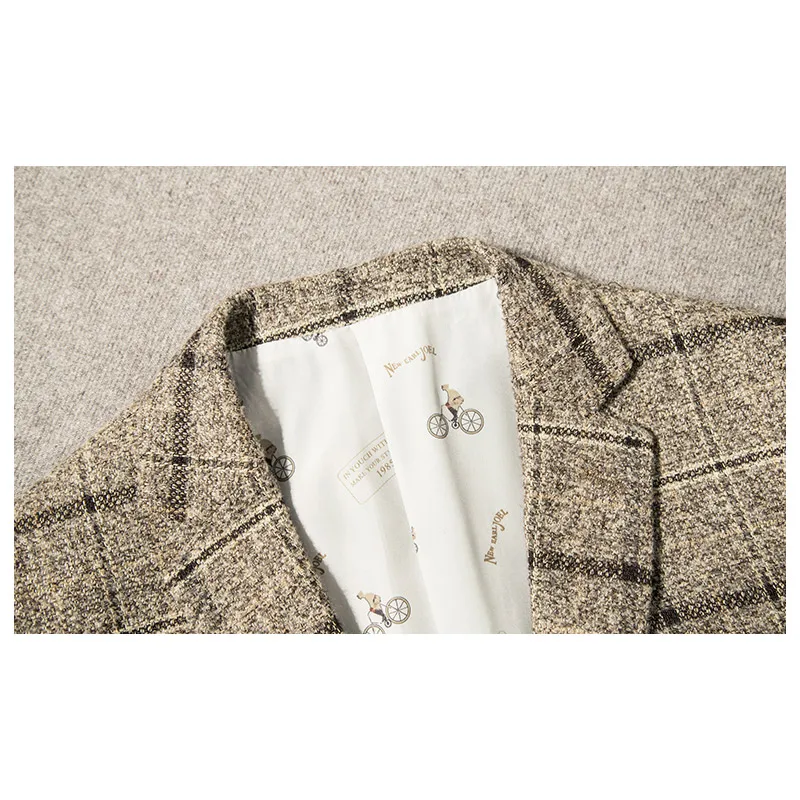 Брендовая мужская одежда осенний мужской костюм куртки клетчатый однобортный костюм пальто мужской s формальный свадебный костюм slim fit плюс размер костюм