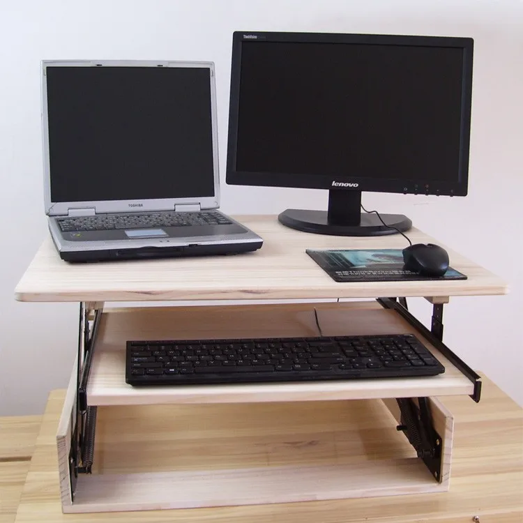HPSL-2 из натурального дерева, регулируемая высота, стоячий/стоячий стол, стояк для ноутбука, стол для ноутбука, NotebookWith Strechable Keyboard Tray