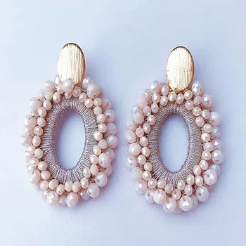 

Fashion handmade crystal big earrings 2019 new bohemian jewelry ladies earrings baroque style statement gift earrings for women
