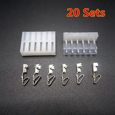 

20 Sets CH3.96 Car Connector Plug 6 Pins Kits Male Female Socket Plug