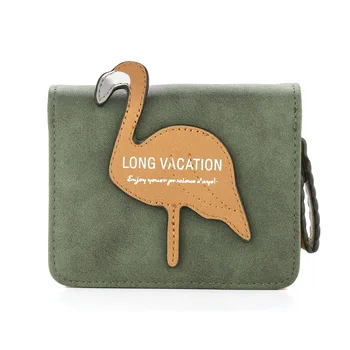 

Limited Time Discount 2019 New Short Wallet Solid Color Matte PU Leather Zipper Purse Cute Flamingo Ladies Wallet Coin Purse