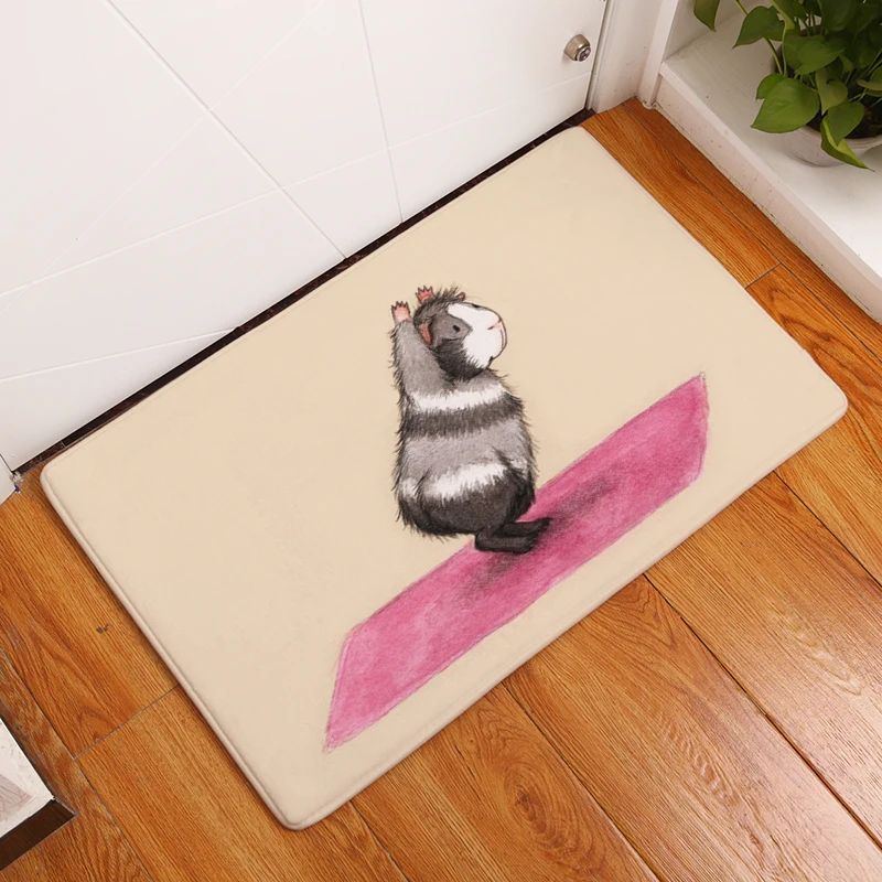 Nordic INS style printed door mat Mouse cartoon carpet plant mat bedroom door bed covered with blanket