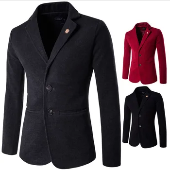 

2018 New Arrival Men's Formal Classic Woolen Business Jacket - Black / Gray / Red / Navy Blue