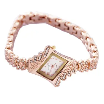 

Rose Gold Leaf Buds Strap Metal Ladies Dress Watch Stylish Women Bracelet Watches Hours Quartz Wristwatches Relogio Feminino