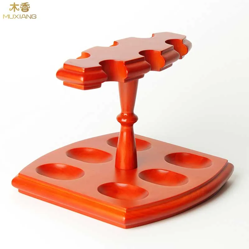 zt4 muxiang good quality beech wood pipe holder 6 seat smoking pipe rack vertical tobacco pipe stander for 6 pipes china factory sale