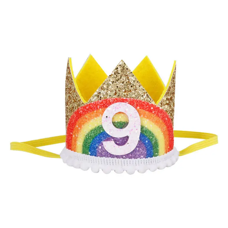 Wecute/Детские головные уборы, новинка года, детская Радужная Корона, кружевная детская лента для волос, день рождения, праздничный головной убор для фотографии
