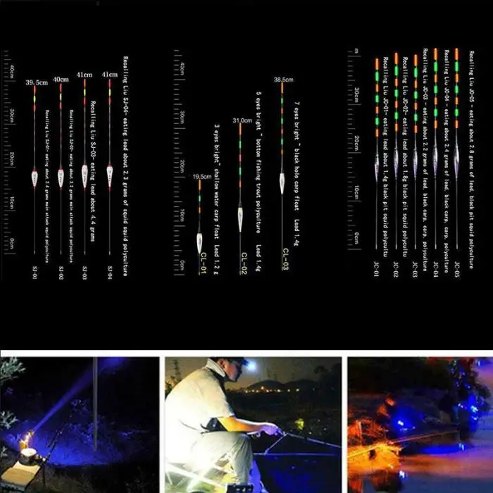 Электронные светящиеся поплавок Длинные вертикальные светящиеся ночные светильники поплавок для рыбалки на открытом воздухе JT-Прямая поставка