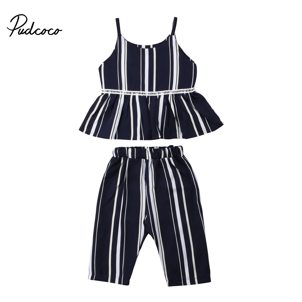 

1-6T Kids Baby Girl Striped Summer Outfits Sleeveless Tops+Pants 2Pcs Set