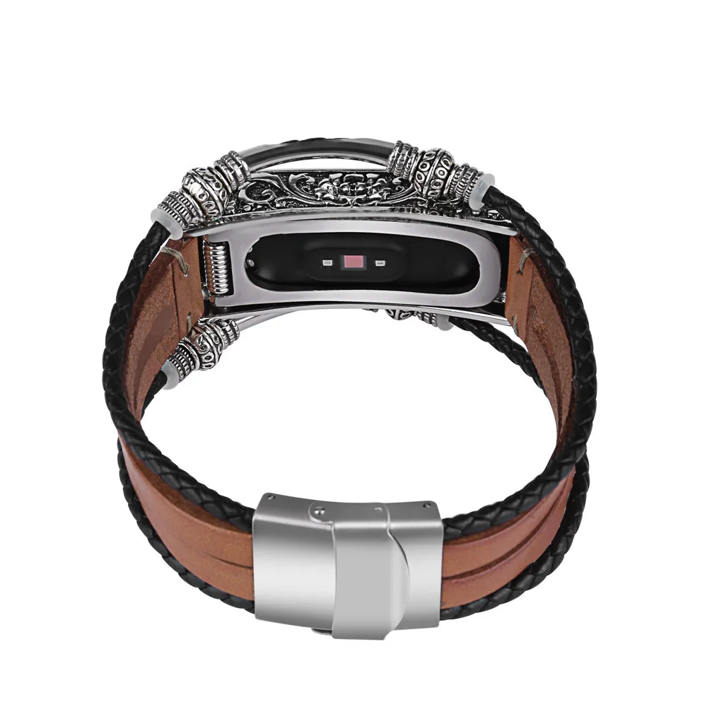 Горячий Модный кожаный ремешок, браслет+ металлический корпус для Xiaomi Mi Band 4 покупка