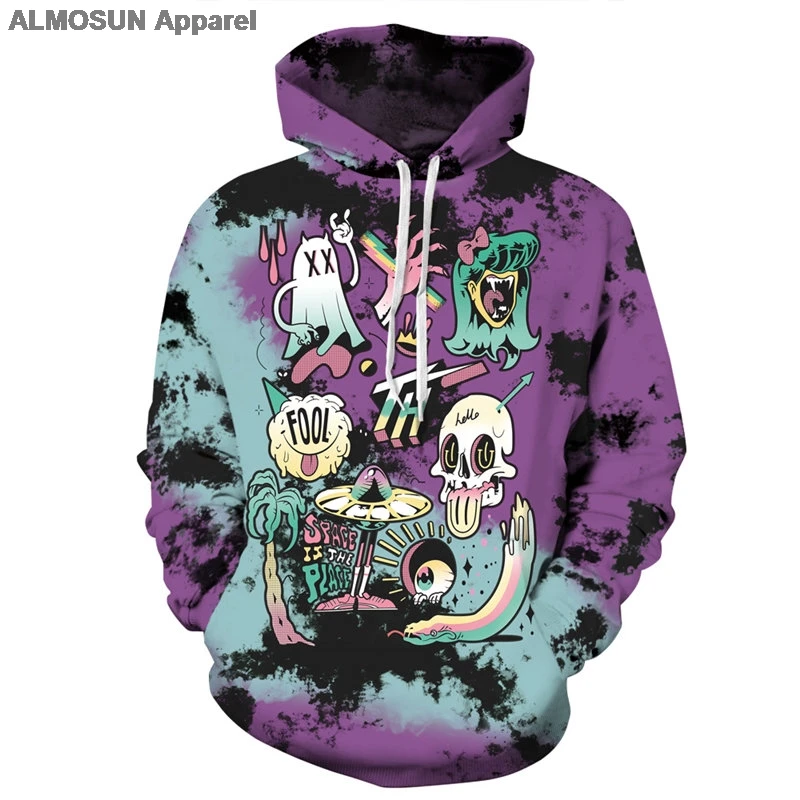 ALMOSUN Aliens Halloween Skull Black 3D All Over Print