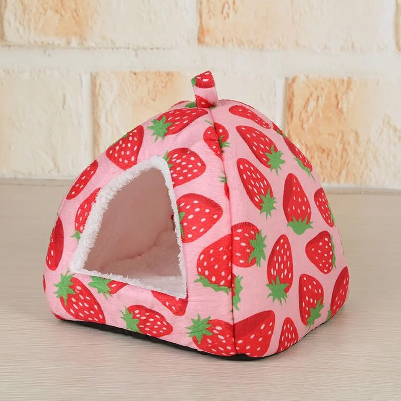 Dog Beds Strawberry Cartoon Pink Red Removable Cover Cute Pet Bed Cat