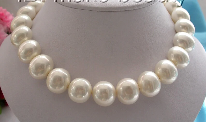 

FREE shipping>>>>stunning big 19mm baroque white south sea shell pearl necklace