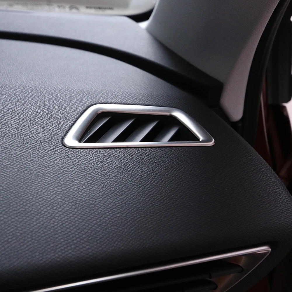 

Stainless Steel Car Front Air Conditioner Outlet Decoration Cover Car Styling Fit For 2017 Peugeot 5008 3008 GT Accessories