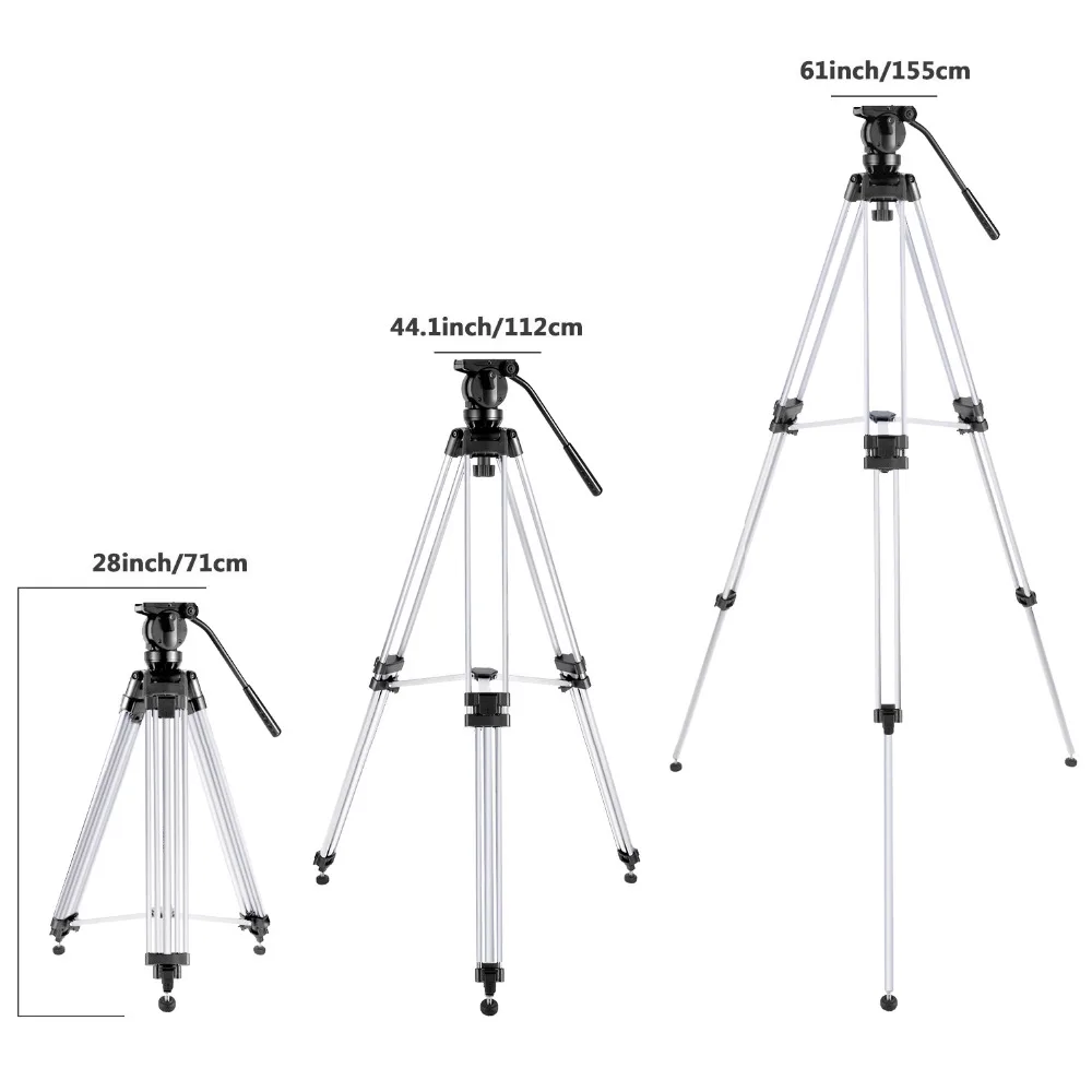  Neewer Pro Video Camera Tripod 61 inches Aluminum Alloy with 360 Degree Fluid Drag Head Quick Shoe 