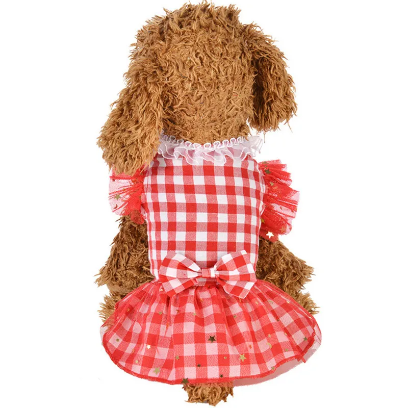 Юбка для собак весна-лето дышащая тонкая клетчатая юбка одежда для собак платье для собак летний наряд для маленьких собачек A1