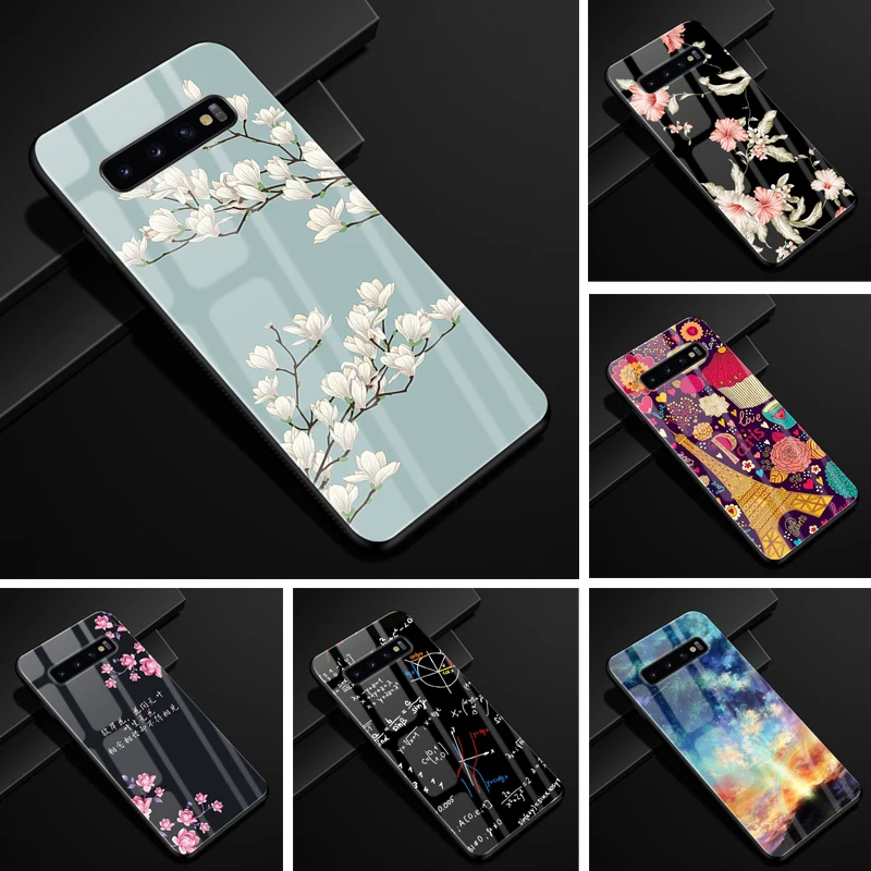

For Samsung S10 Plus Case Glass Hard Back Cover For Samsung Galaxy S10 Case S10+ Capa Soft Bumper for Galaxy S10E Tempered Cases