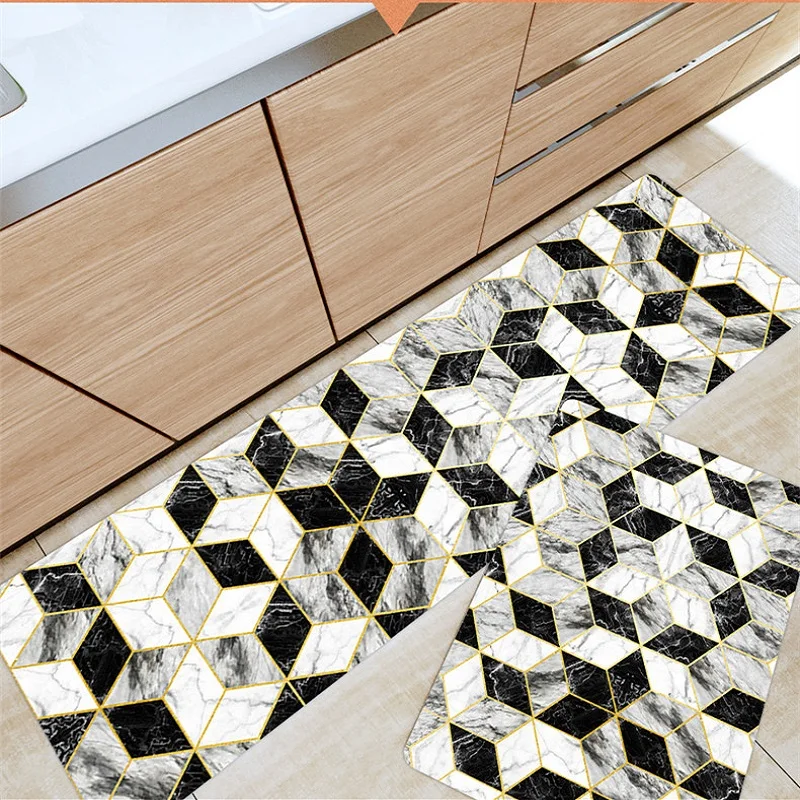 Nordic pvc leather kitchen mat Non slip oil proof Strip Waterproof door