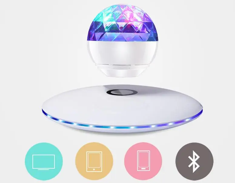 Studyset Chic Bluetooth Speaker Magnetic Suspension Audio Computer Phone Dual Speaker Colorful Light Stereo Subwoofer