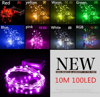 

10M 100 led 3 AA Battery Powered Decorative LED Copper Wire Fairy String Lights lamp for Christmas Holiday Wedding and Parties