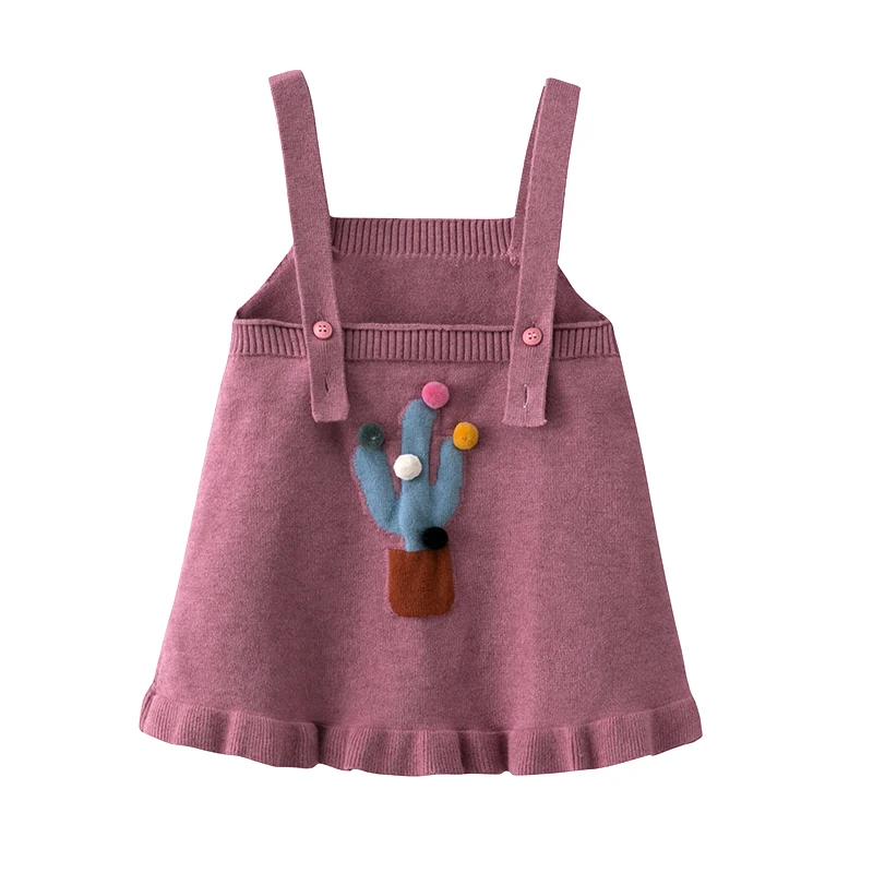 Милое вязаное платье для маленьких девочек, повседневные осенне-зимние платья для маленьких девочек, Модная вязаная одежда для девочек, платье