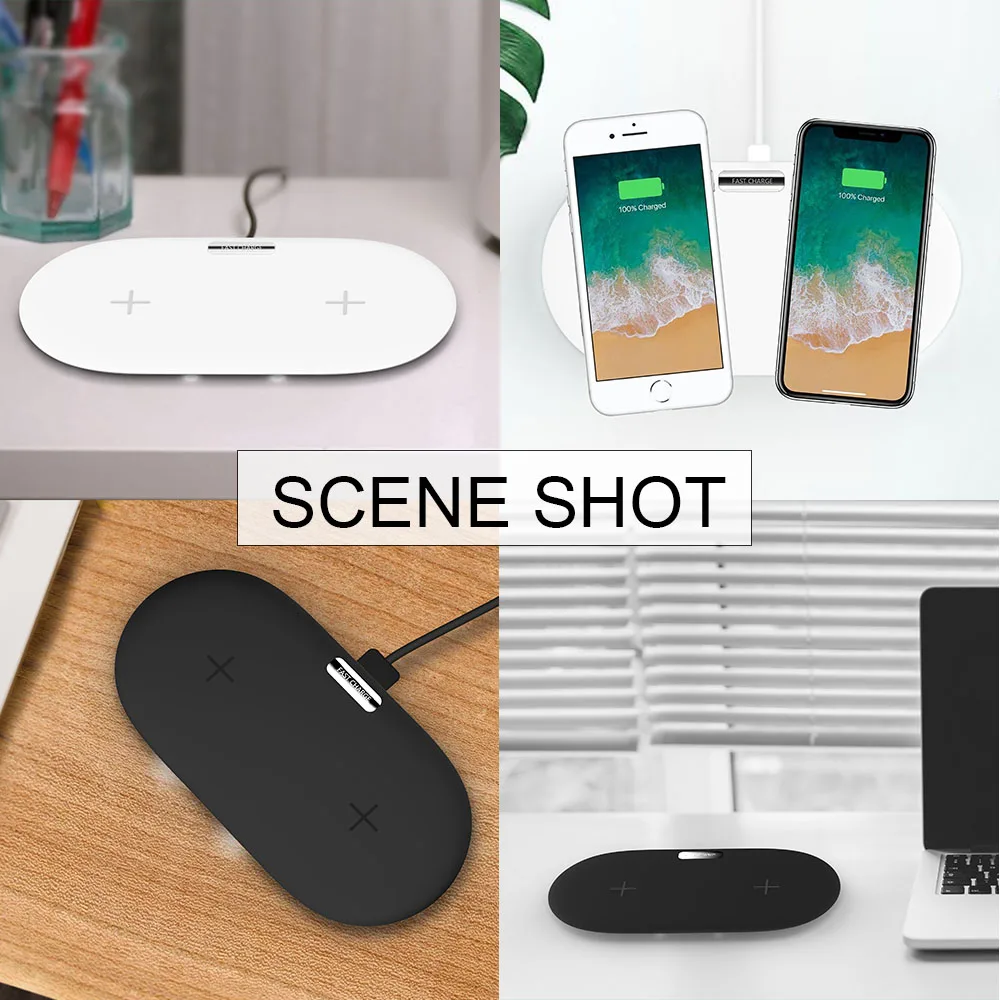 PORTEFEUILLE Dual Qi Wireless Charger Fast For Samsung s8 s9 s10 Plus S7 S6 Note 8 9 7 5 For Huawei Mate 20 Pro Mate RS charger  (13)