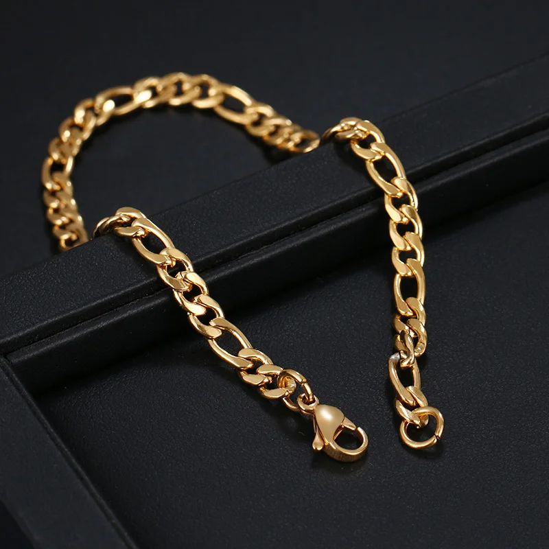 CACANA Stainless Steel Chain Bracelets For Man Women Gold Silver Color For Pendant Flat Donot Fade Jewelry A1233