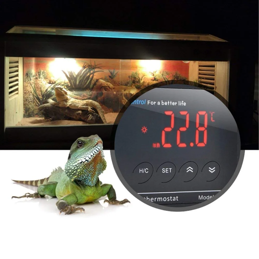 Контроллер температуры для аквариума цифровой термометр с вилкой и универсальным гнездом используется для рептилий craw ящерица, змея черепаха