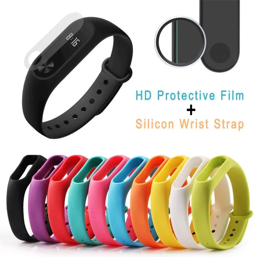

GEMIXI milanese loop Silicon Wrist Strap WristBand & 2PCS 0.1mm HD Protective Film For Xiaomi Miband2 watch strap mar27