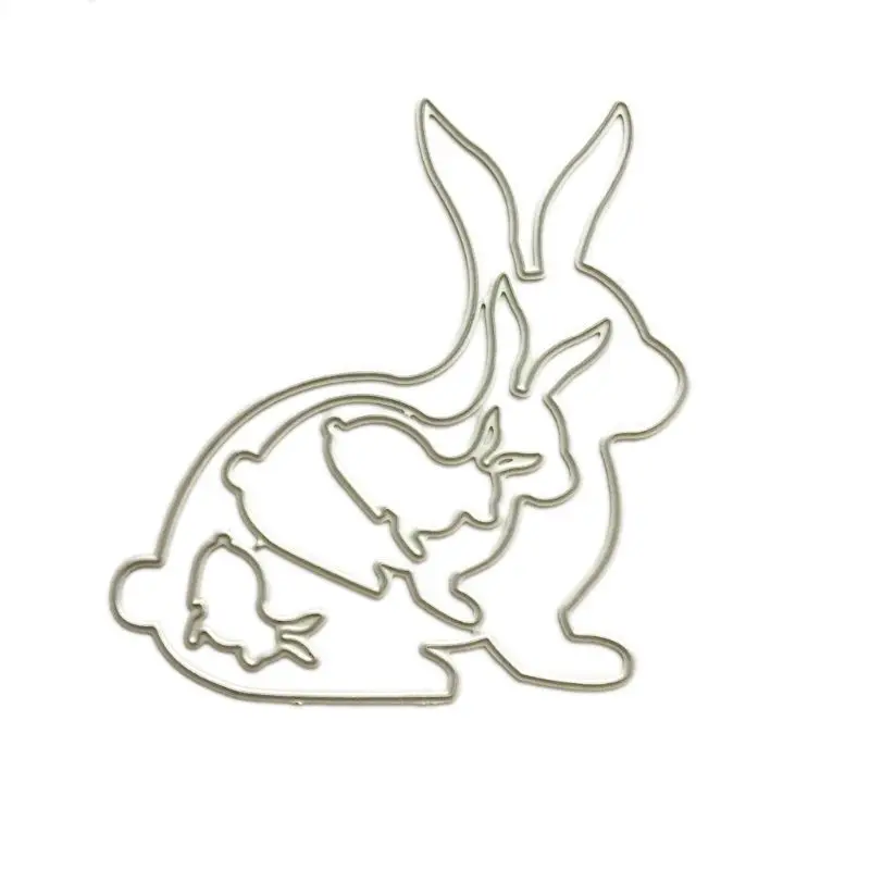 

Lovely Rabbit Family Metal Cutting Dies Stencil DIY Scrapbooking Photo Album Stamp Paper Card Embossing Crafts Decor