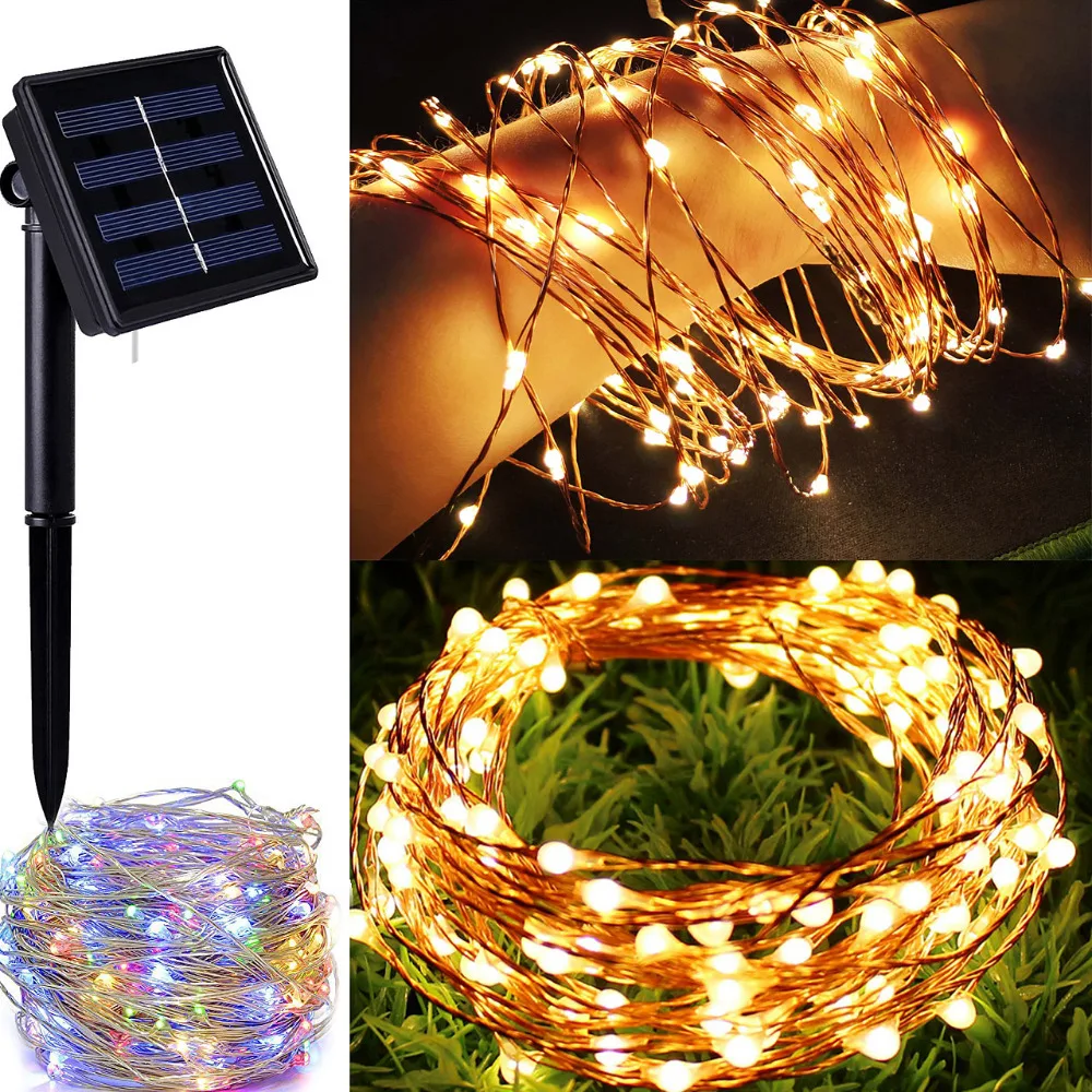 

20M 10M 5M Copper Wire Solar LED String lamp Fairy Holiday light Strip Decor Garden Lawn Wedding X'mas Party Ambiance light