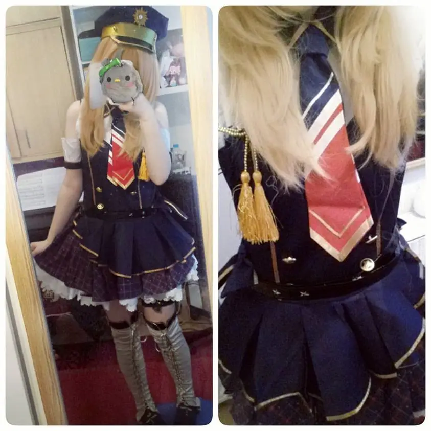 Lovelive  Love Live! School Idol Project Kotori Minami Cosplay Blue Dress Awakening Idolized Police Uniform Costume (23)