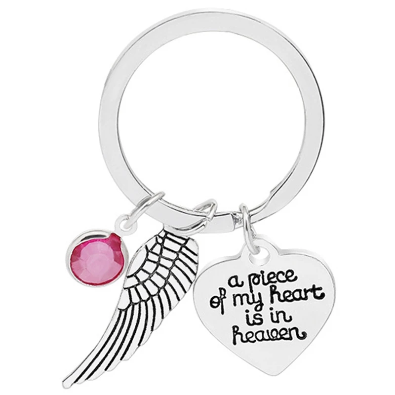 

Metal Angel Wings Key Chains A Piece Of My Heart Is In Heaven Letters Keychain Crystal Heart Couples Keyring Gifts Jewelry