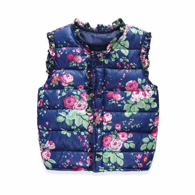 Children's Girls Vests Cotton Warm Vest Kids Vests Baby Girls Sweet Floral Outerwear Top Girl
