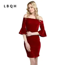 Lbqh Новинка 2017 дамы моды осень пикантная обувь для ночного клуба Брендовое платье высокого качества трикотажные женские чистый цвет с открытыми плечами платье с топом