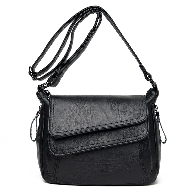 Новинка, женские кожаные сумки-мессенджеры, роскошные сумки, женские сумки, дизайнерские женские сумки через плечо, винтажные сумки через плечо, женские сумки - Цвет: black