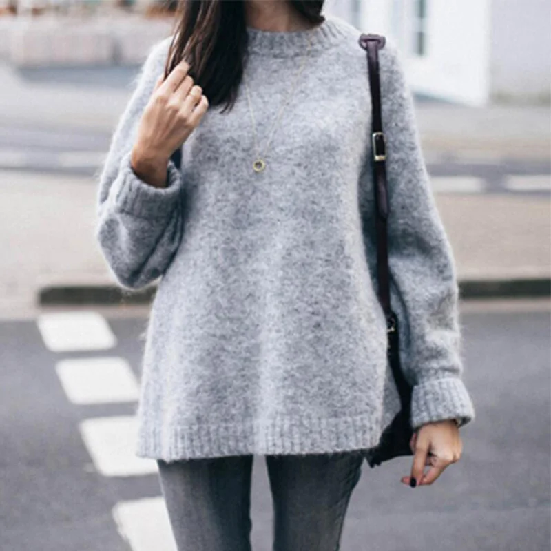 2019 Korean version Autumn Winter Womens Sweater mohair Solid color long sleeve large size Pullover sweater aa1039 | Женская одежда