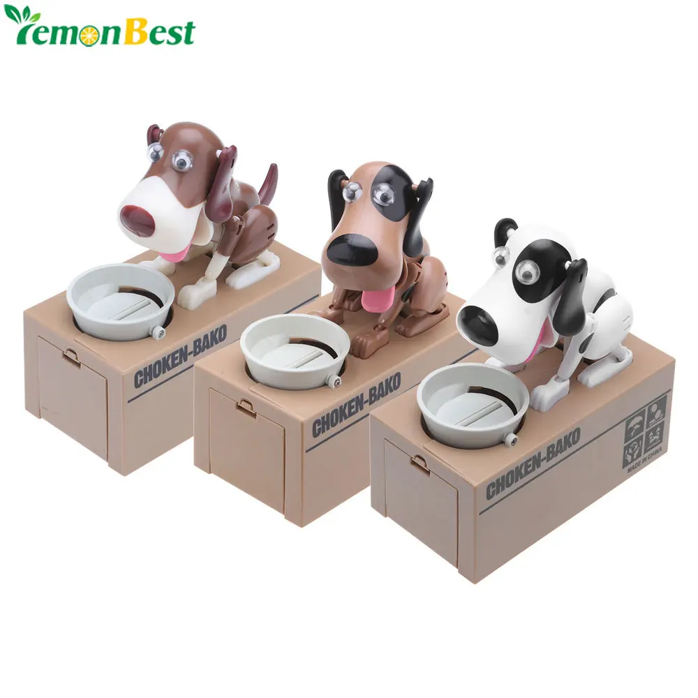 

Cute Dog Mechanical Piggy Bank Automatic Robotic Coin Munching Toy Money Box Coin Bank for Kids -Watch Him Eat Your Coins