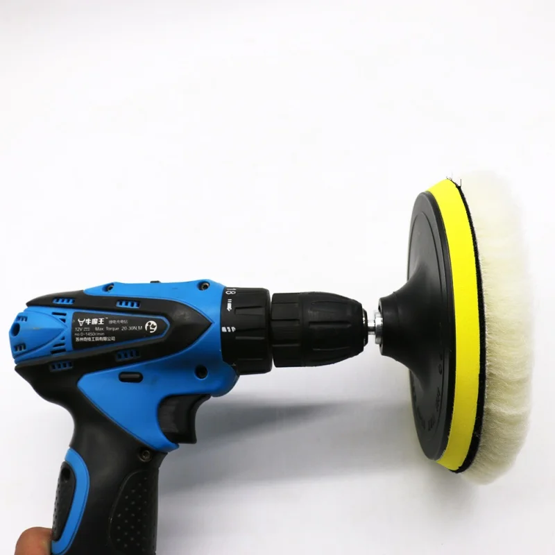 

4 Pcs 6 Inch Polishing buffe Pad Woolen Polishing Brush Waxing Pads Kits with M14 Drill Adapter