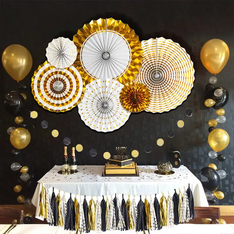 Fondo dorado negro para adultos para fiesta de cumpleaños 